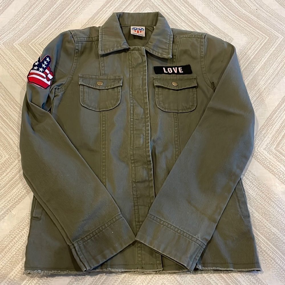 Junk Food Girls Army Green Patch Jacket Size Medium
